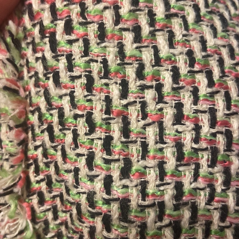 Talbolts Pink Green Tweed Eyelash Trim Cloqué Style Round Neck Blazer Jacket 12 - Picture 16 of 16